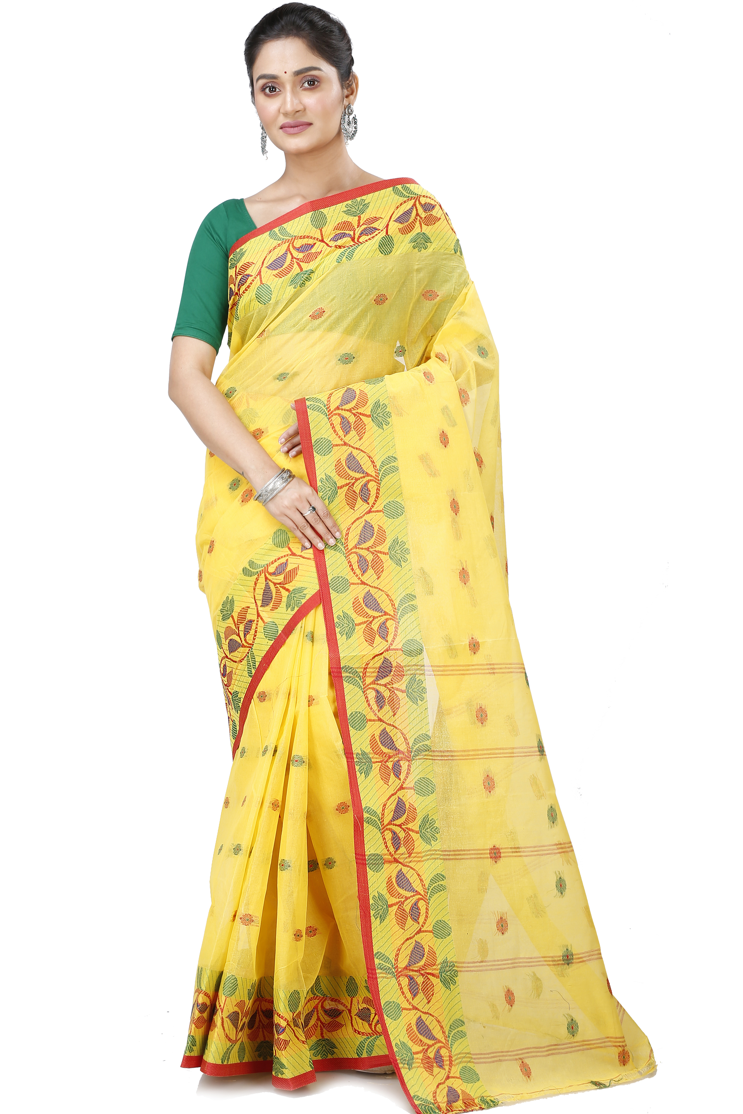 Yellow Pure Cotton Govindi Tant Saree (939)